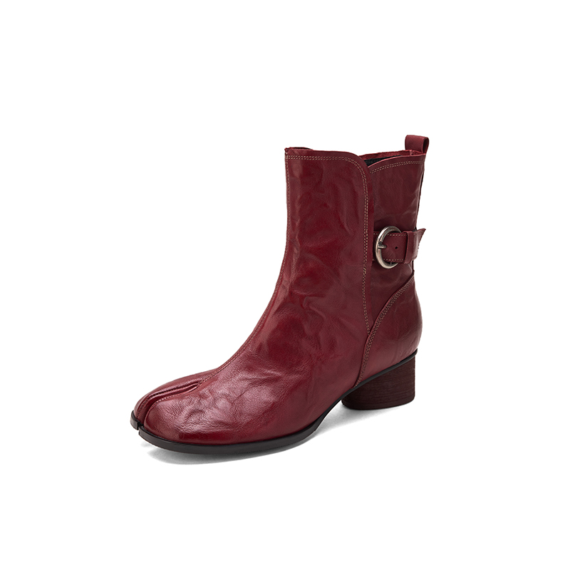 Leather Classic Strap - أحذية كاحل تابي مصنوعة يدويًا من