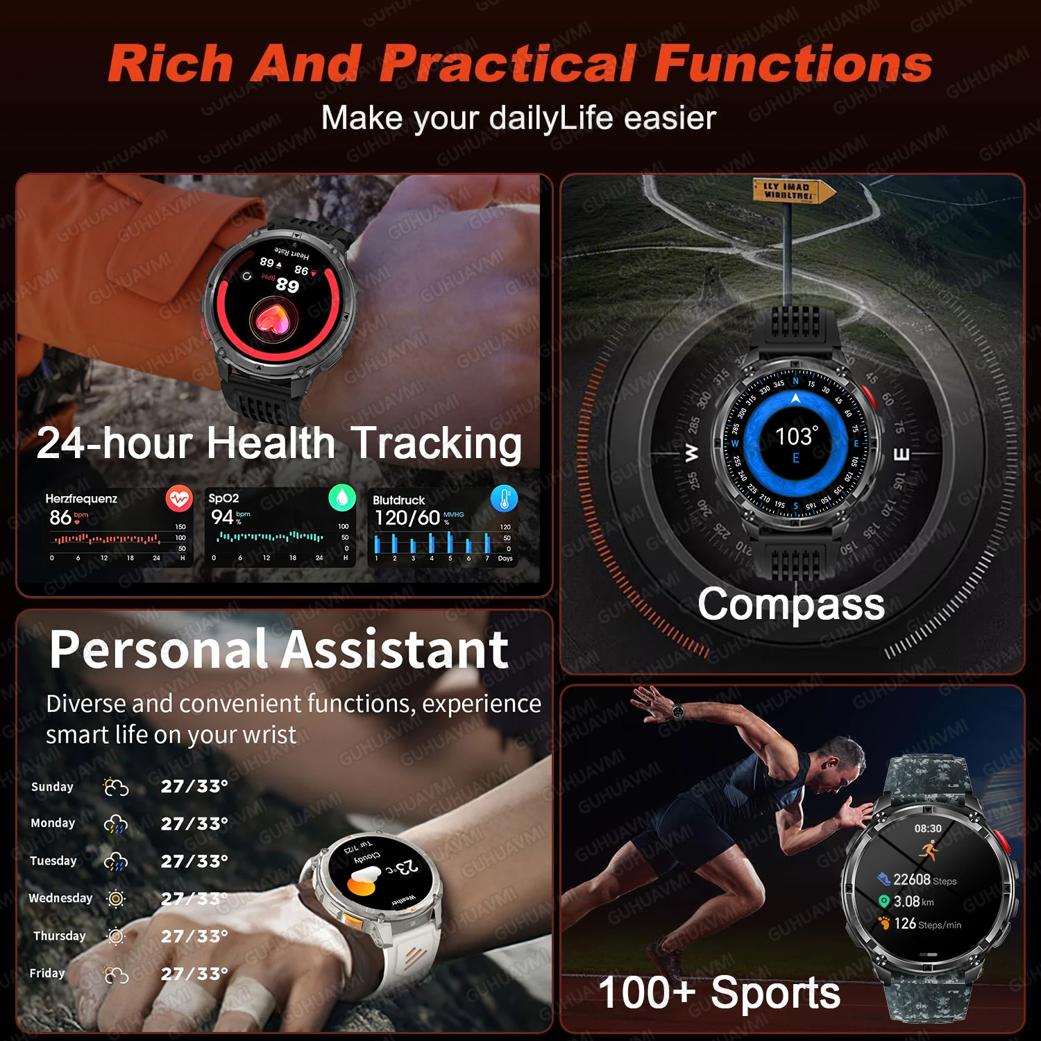 ساعة ذكية جديدة للرجال، مناسبة - مراجعة Smartwatch Custom وسعره